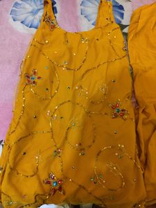 A Very Beautiful Mustard Sharara Set For Haldi