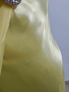 Yellow Halter Satin Gown