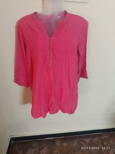xl Pink Casual Tunic Top
