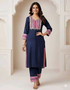 Elegant Navy Blue Kurti Set