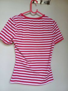 Striped V-Neck Tee shein xs