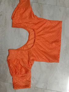 New Orange Puff Hand Blouse