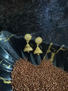Gold Jhumka Earrings