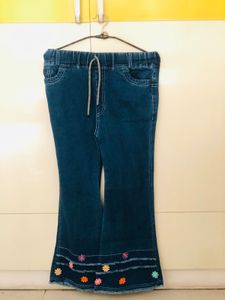 Girls' Denim Flower Bell Bottoms Boot Cut Design