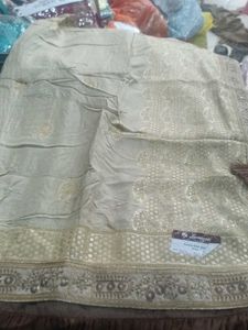 Elegant Gold Embroidered Sari