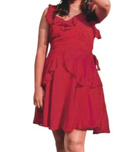 Elegant Red Ruffled Dress