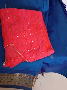 Kanjeevaram Blue Silk Saree with Gold Detailing