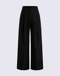 Black Mid Rise Pocket Wide Leg Trousers