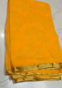 Gold Color Saree Plain