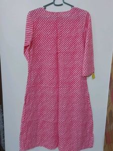 Pink Lehariya Print Cotton Kurta