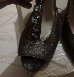 Clark’s Metallic T-Strap Heels