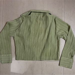 Sage Green Striped Button-Up