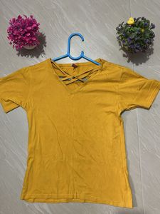 Cute Yellow V-Neck Top