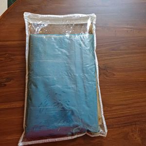 Brand New- Aura Art Silk Saree In Turquoise Blue