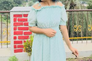 Green Dots Dress.!
