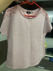 Pink Lace Shoulder Top