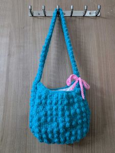 Handmade Blue Crochet Bag