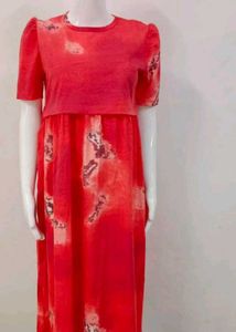 Red Tie-Dye Maxi Dress