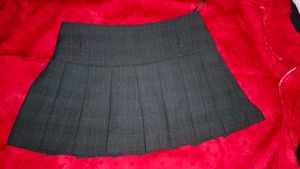 Gray Plaid Pleated Mini Skirt