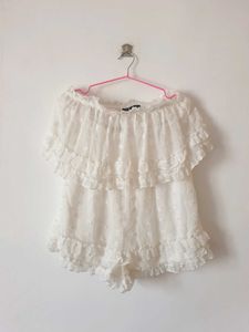Saints &amp; Secrets Tiered Bust Frill Trim Romper