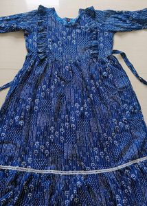 Blue Floral Print Maternity Dress
