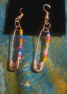 Aesthetic Colourful Safetypin Beads Earring