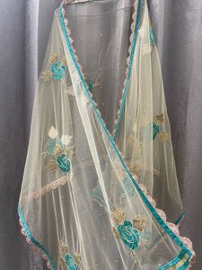 Embroidered Net Dupatta