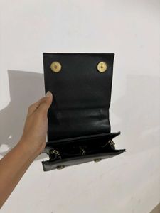 Black Faux Croc Handbag
