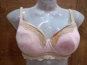 Soft Pink Floral Bra With Lace Detailing