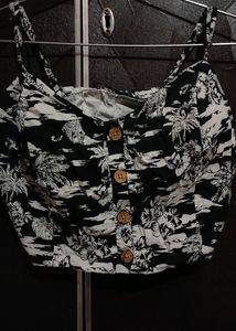 Black And White Padded Crop Top