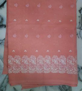 Peach Printed Floral Saree