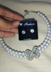 Pearl Necklace &amp; Earring Set