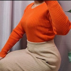 Orange Ribbed Top (Warm)