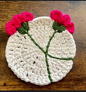 Handmade Crochet Flower Coasters set of 3