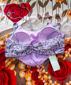 Embroidery Straps Crop Top Plazzo And Dupatta