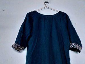 Navy Blue Embroidered Kurti