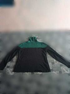 Two-Tone Turtleneck Sweater