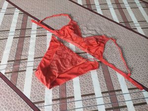 Coral Lace Lingerie Set