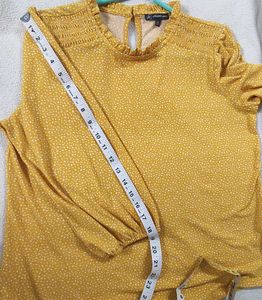 Smart Yellow Top With Small Print, Stretchable