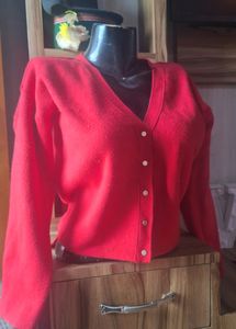 Red Cardigan  Crop Top
