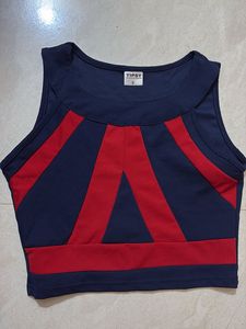 Stylish Blue & Red Crop Top