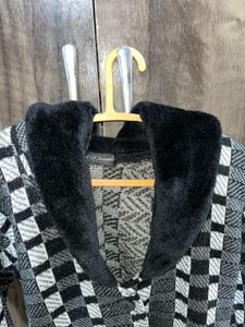 Checkered Black &amp; White Cardigan