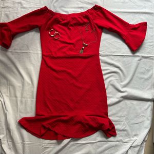 Chic Red Off-Shoulder Dress