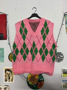 Pink Argyle Sweater Vest💚🩷