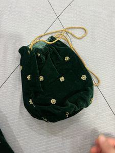 Green Velvet Kurta Set
