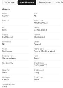 KETCH Slim fit Stylish Grey Checked Casual Shirt