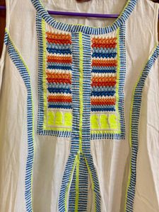 White Embroidered kurta with dupatta