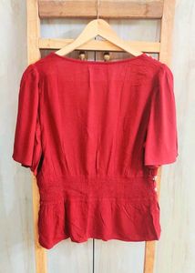 Rust Colour Embroided Cotton Top Si,e-34