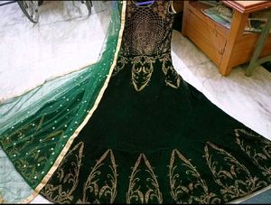 green designer Gown🔥 ❤️ velvet