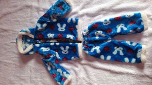 Bunny &amp; Heart Blue Fleece Pajamas